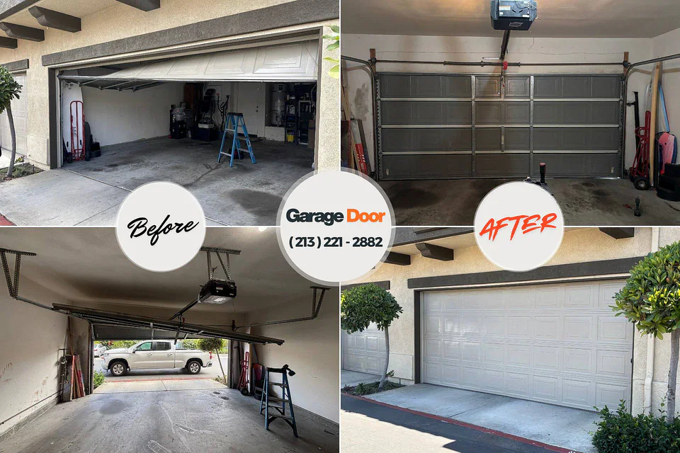 Before and after: garage door repair Mountain Home, NC